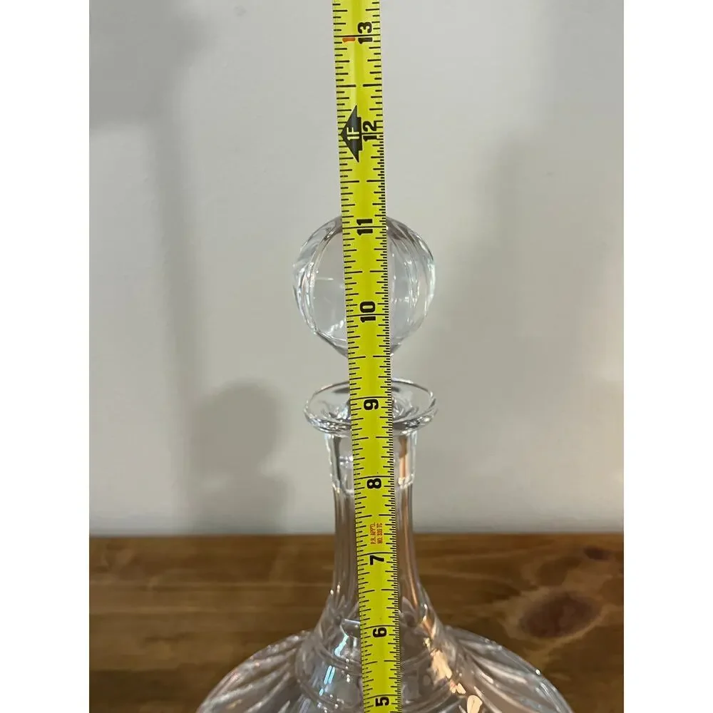 Vtg European Cut‎ Crystal Decanter w/ Globe Stopper Mid-Century Barware Elegant